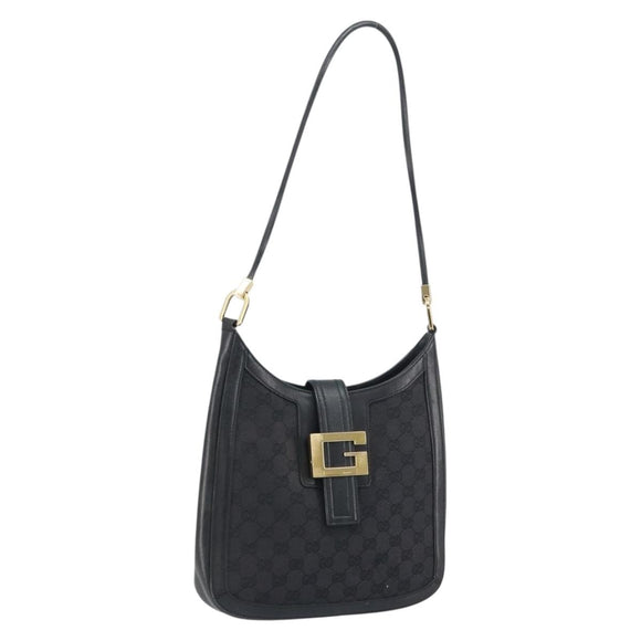 GUCCI GG Canvas Shoulder Bag Black Gold 001 4142 Auth ep12350