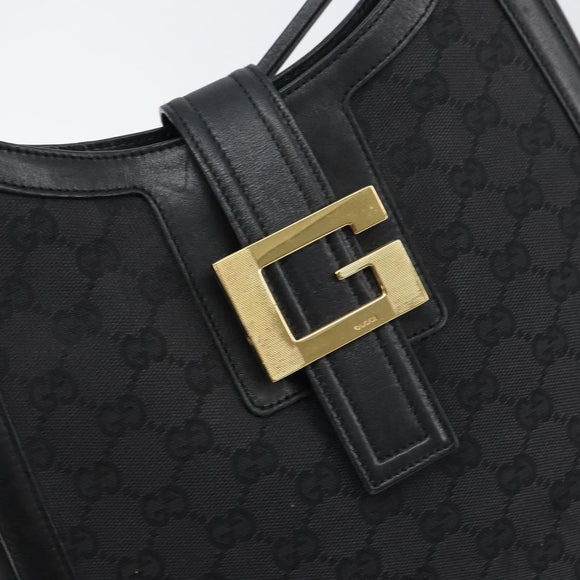 GUCCI GG Canvas Shoulder Bag Black Gold 001 4142 Auth ep12350