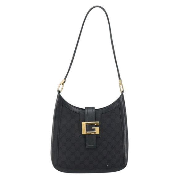 GUCCI GG Canvas Shoulder Bag Black Gold 001 4142 Auth ep12350