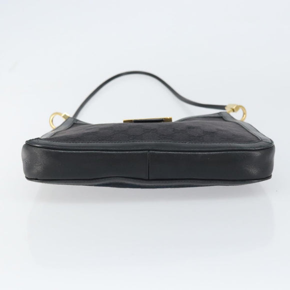 GUCCI GG Canvas Shoulder Bag Black Gold 001 4142 Auth ep12350