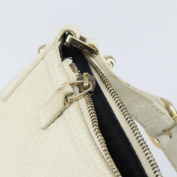 GUCCI Sherry Line Shoulder Bag Leather White Gold Red 130771 Auth ep12352