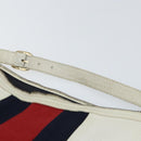 GUCCI Sherry Line Shoulder Bag Leather White Gold Red 130771 Auth ep12352-8