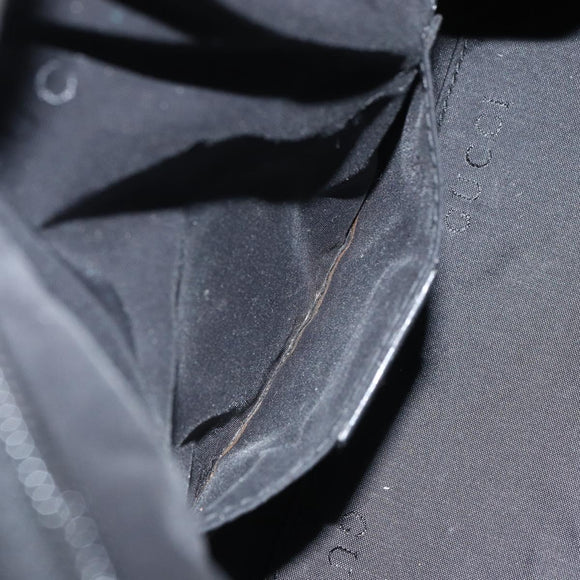 GUCCI Hand Bag Nylon Enamel Black Silver 000 0602 3754 Auth ep12353