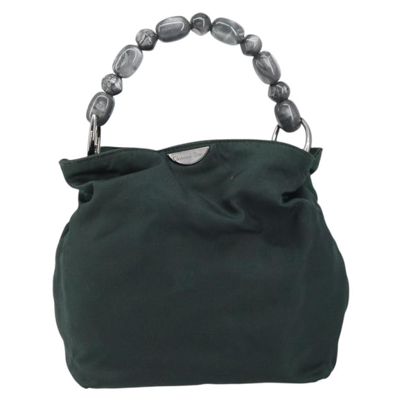 Christian Dior Hand Bag Nylon Khaki Silver Auth ep12359