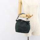 Christian Dior Hand Bag Nylon Khaki Silver Auth ep12359-21