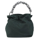 Christian Dior Hand Bag Nylon Khaki Silver Auth ep12359-2