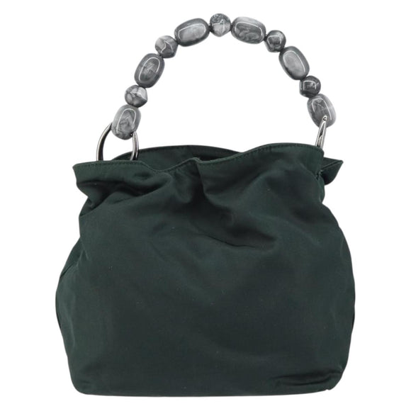 Christian Dior Hand Bag Nylon Khaki Silver Auth ep12359