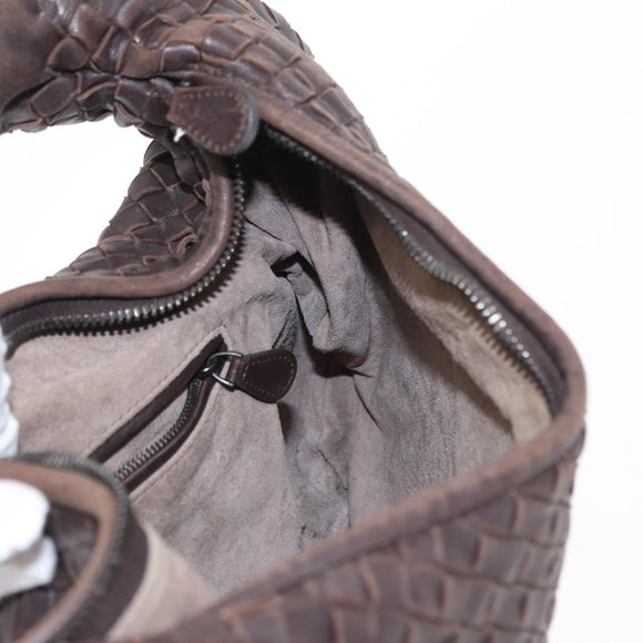 BOTTEGA VENETA INTRECCIATO Hobo Shoulder Bag Leather Brown Auth ep12361