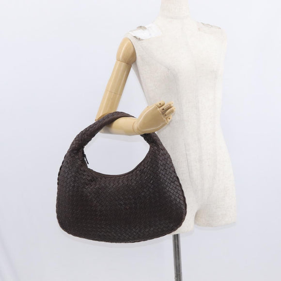 BOTTEGA VENETA INTRECCIATO Hobo Shoulder Bag Leather Brown Auth ep12361
