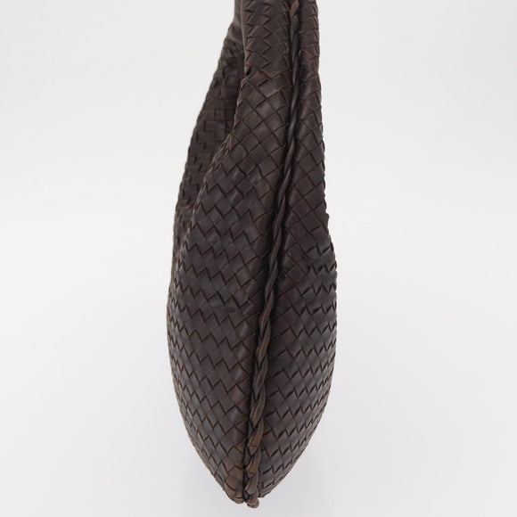 BOTTEGA VENETA INTRECCIATO Hobo Shoulder Bag Leather Brown Auth ep12361