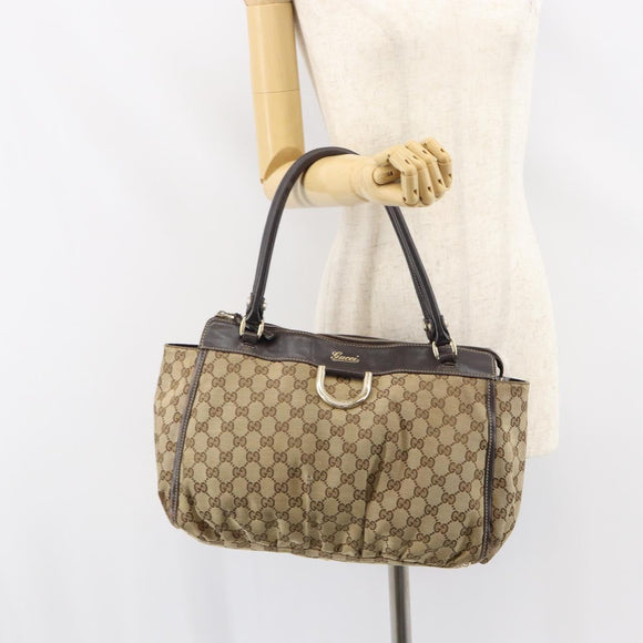 GUCCI GG Canvas Abbey Tote Bag Beige Gold 189831 Auth ep12363