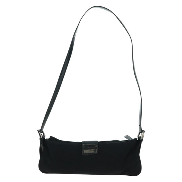 FENDI Mamma Baguette Shoulder Bag Nylon Black Silver Auth ep12368