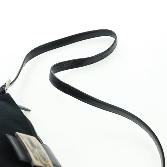 FENDI Mamma Baguette Shoulder Bag Nylon Black Silver Auth ep12368