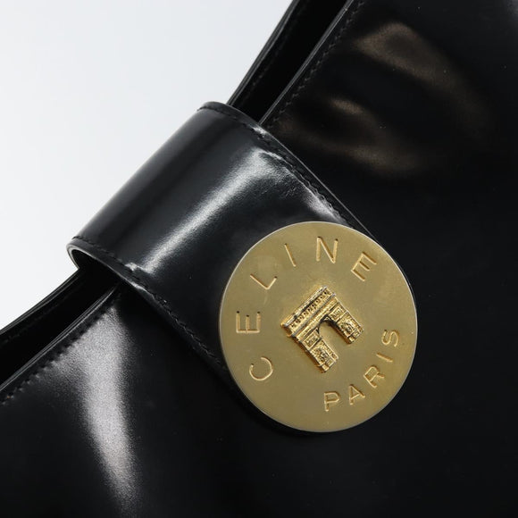 CELINE Schultertasche Emaille Schwarz Gold Original ep12376