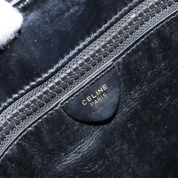 CELINE Shoulder Bag Enamel Black Gold Auth ep12376