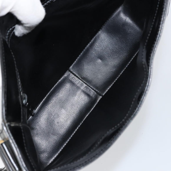 CELINE Shoulder Bag Enamel Black Gold Auth ep12376