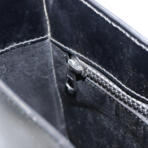 CELINE Shoulder Bag Enamel Black Gold Auth ep12376