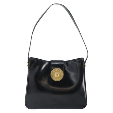 CELINE Shoulder Bag Enamel Black Gold Auth ep12376 - 0