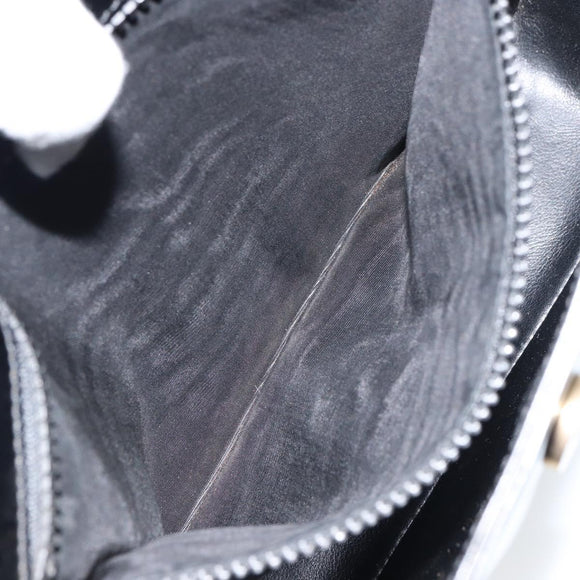 CELINE Shoulder Bag Enamel Black Gold Auth ep12376