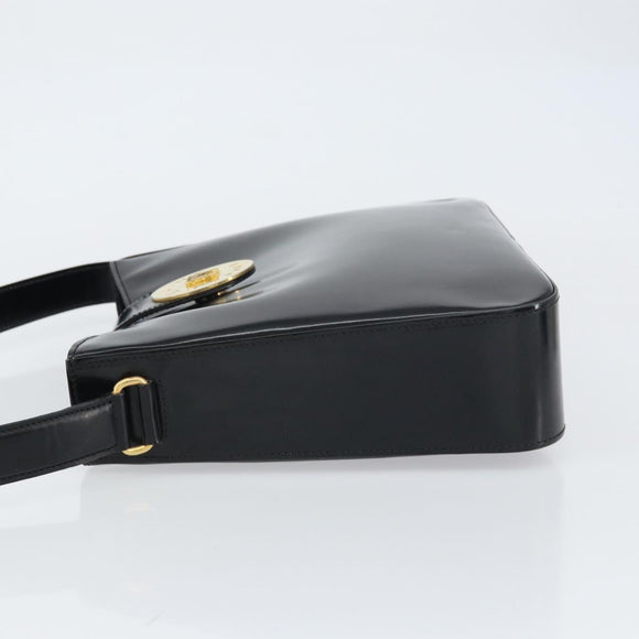 CELINE Schultertasche Emaille Schwarz Gold Original ep12376