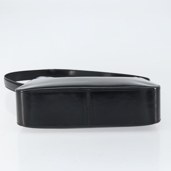 CELINE Shoulder Bag Enamel Black Gold Auth ep12376