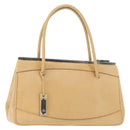 GUCCI Hand Bag Leather Beige Silver Auth ep12377-1