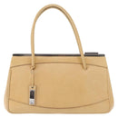 GUCCI Hand Bag Leather Beige Silver Auth ep12377-2