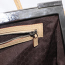 GUCCI Hand Bag Leather Beige Silver Auth ep12377-20