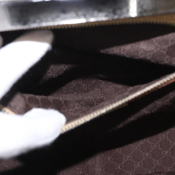 GUCCI Handtas Leer Beige Zilver Auth ep12377