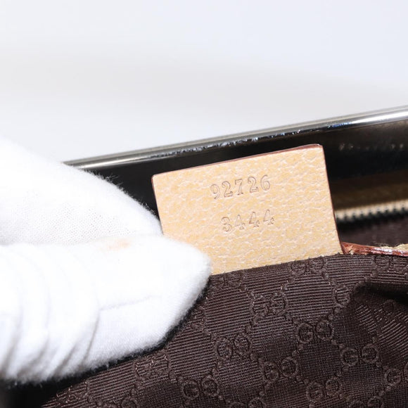 GUCCI Handtas Leer Beige Zilver Auth ep12377
