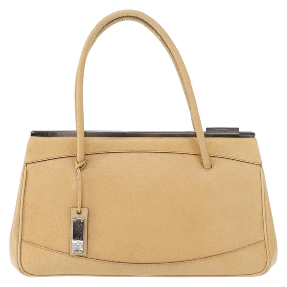 GUCCI Handtas Leer Beige Zilver Auth ep12377
