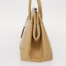 GUCCI Hand Bag Leather Beige Silver Auth ep12377-4