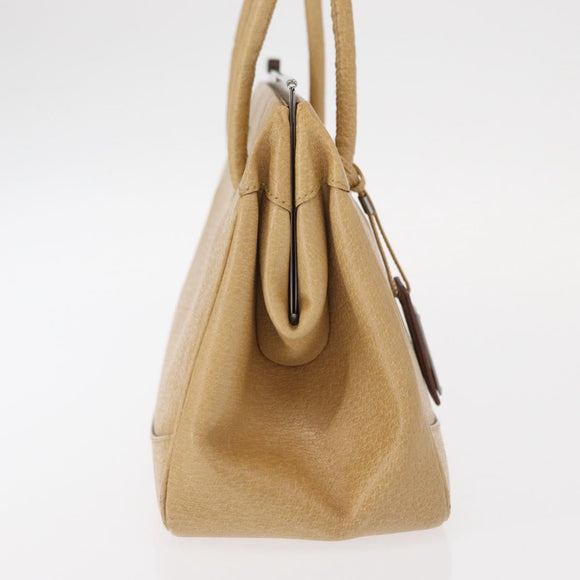 GUCCI Hand Bag Leather Beige Silver Auth ep12377