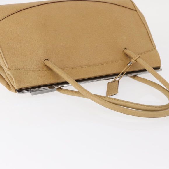 GUCCI Handtas Leer Beige Zilver Auth ep12377