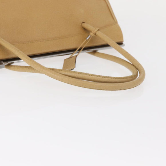 GUCCI Hand Bag Leather Beige Silver Auth ep12377