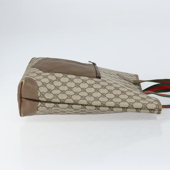 GUCCI GG Supreme Web Sherry Line Tote Bag PVC Beige Red Auth ep12381