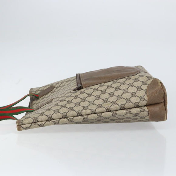 GUCCI GG Supreme Web Sherry Line Tote Bag PVC Beige Red Auth ep12381