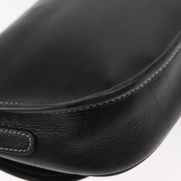 LOEWE Anagram Shoulder Bag Leather Black Gold Auth ep12382