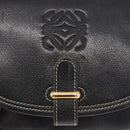 LOEWE Anagram Shoulder Bag Leather Black Gold Auth ep12382-17