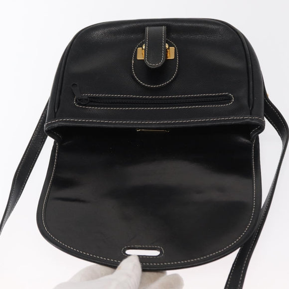 LOEWE Anagram Schoudertas Leer Zwart Goud Auth ep12382