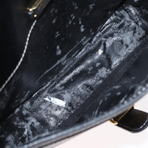 LOEWE Anagram Shoulder Bag Leather Black Gold Auth ep12382