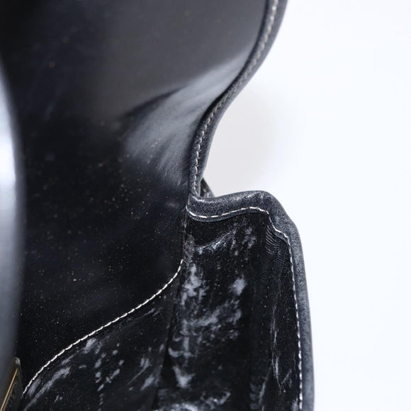 LOEWE Anagram Shoulder Bag Leather Black Gold Auth ep12382