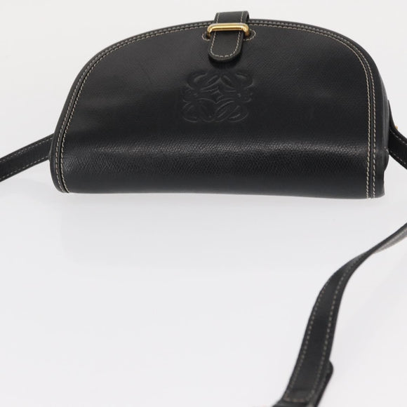 LOEWE Anagram Schoudertas Leer Zwart Goud Auth ep12382