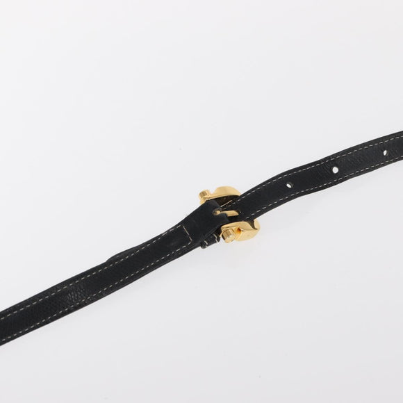 LOEWE Anagram Shoulder Bag Leather Black Gold Auth ep12382