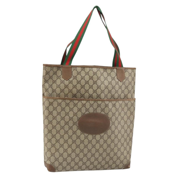GUCCI GG Supreme Web Sherry Line Bag PVC Beige Red 002 983 0054 Auth ep12384