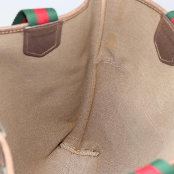 GUCCI GG Supreme Web Sherry Line Bag PVC Beige Red 002 983 0054 Auth ep12384