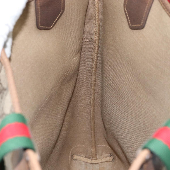 GUCCI GG Supreme Web Sherry Line Bag PVC Beige Red 002 983 0054 Auth ep12384