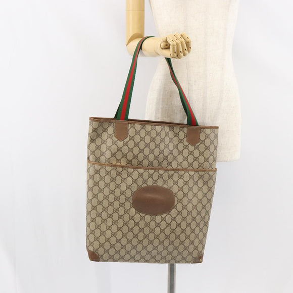 GUCCI GG Supreme Web Sherry Line Bag PVC Beige Red 002 983 0054 Auth ep12384