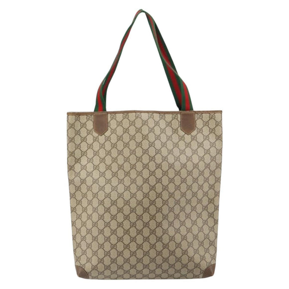 GUCCI GG Supreme Web Sherry Line Bag PVC Beige Red 002 983 0054 Auth ep12384