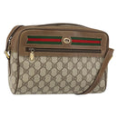 GUCCI GG Supreme Web Sherry Line Bag PVC Beige Gold 56 02 088 Auth ep12386-1